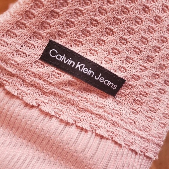 NWT Calvin Klein Pink Waffle Knit Thermal Top - Picture 7 of 16
